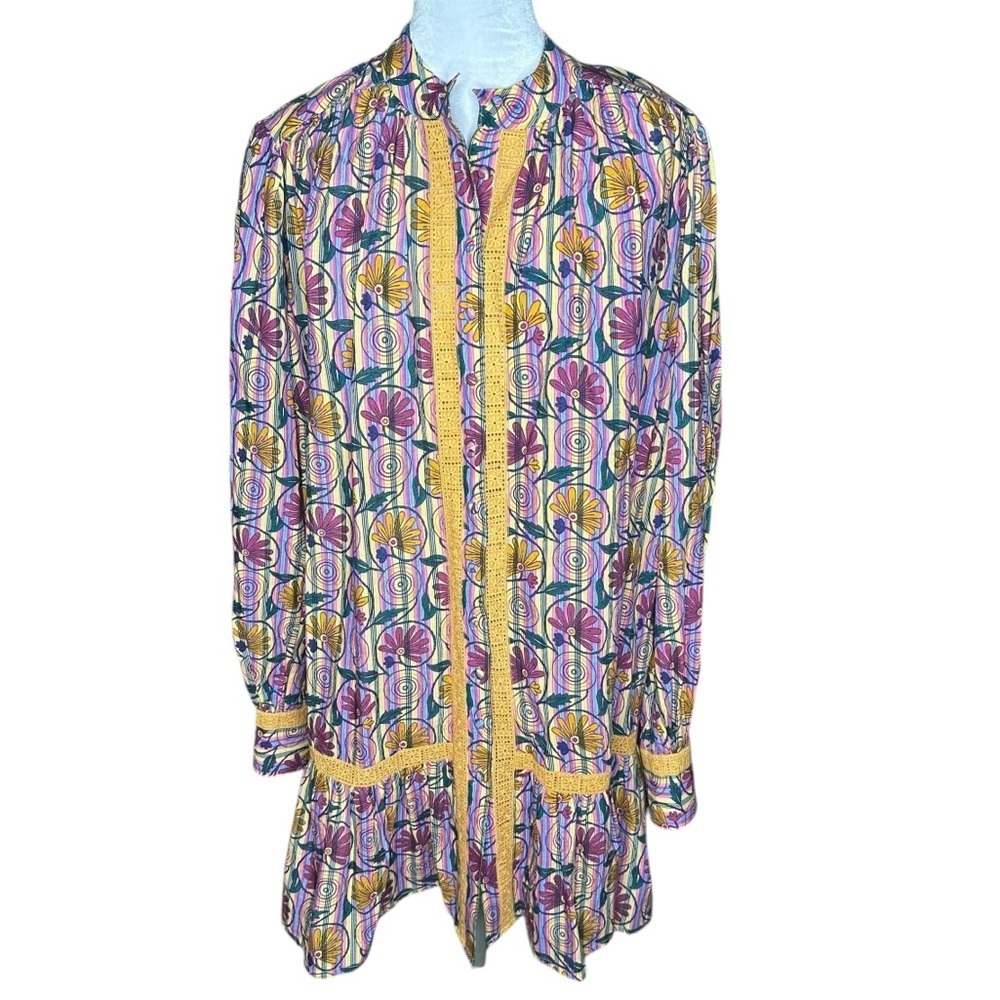 NWT Ollari Floral Boho Dress. Size Large